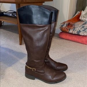 Brown and black boots size 10